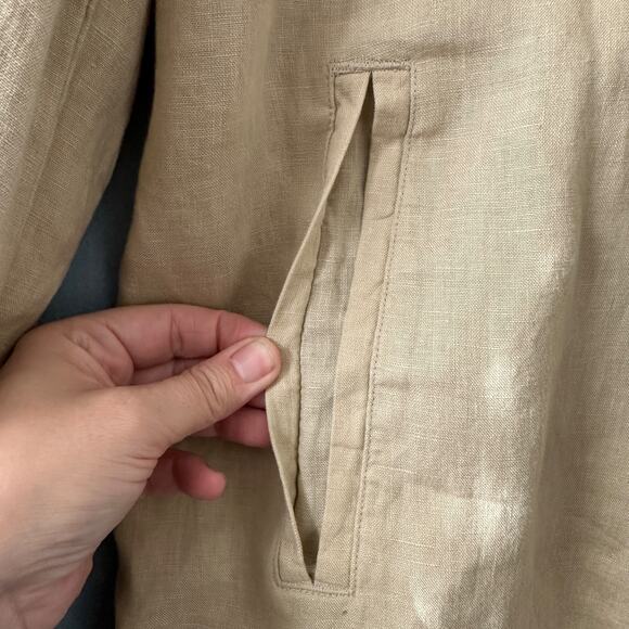 club room men’s linen zip front bomber jacket xl beige casual lightweight summer - Picture 5 of 11